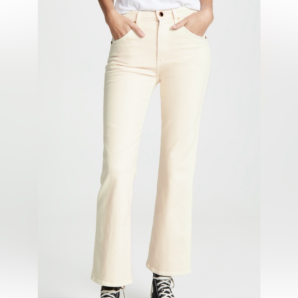 KHAITE Cream Wide Leg Jeans